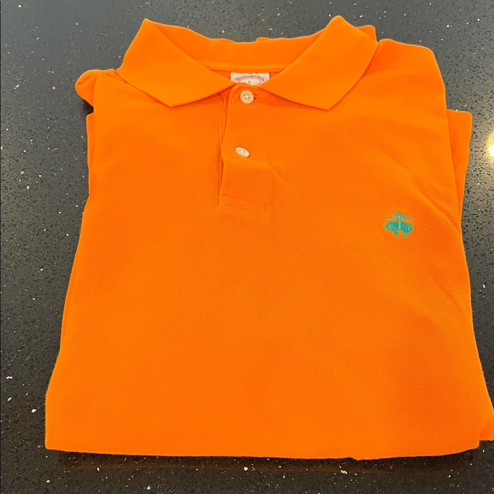 Men’s Brooks Brothers Orange Polo with Green Embroidery